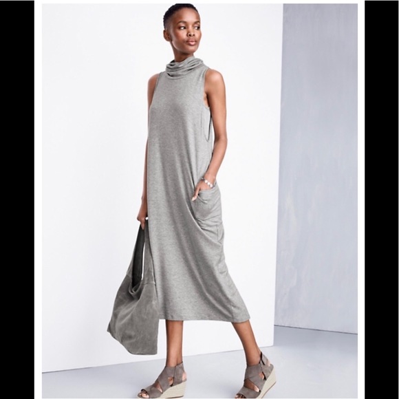 Eileen Fisher Dresses & Skirts - Eileen Fisher Terry Funnel Neck Dress Size S